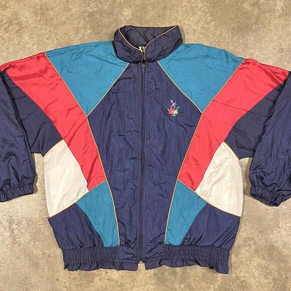 Bold Spirit Jackets & Blazers - Vintage Bold Spirit Windbreaker Sz L Colorful Geometric Nylon Jacket Flower Logo